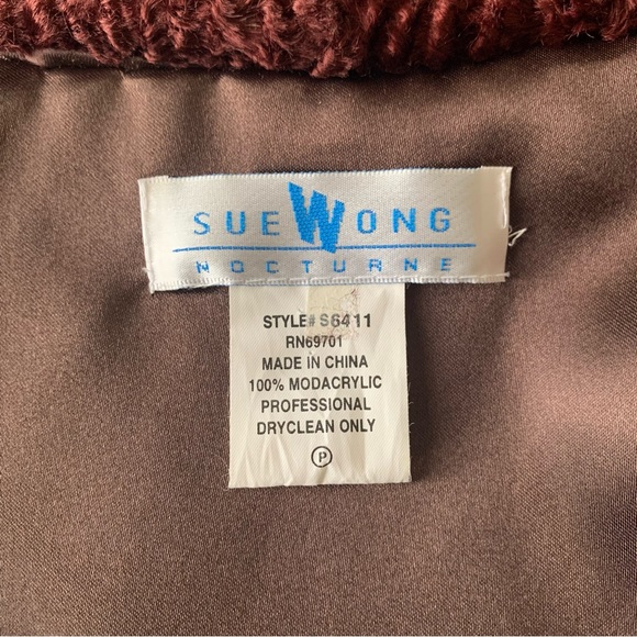 Vintage y2k Sue Wong Nocturne Faux Fur Caplet Cape Wrap Jacket - Picture 11 of 12